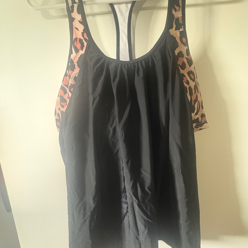 Amazon Black Asymmetrical Sleeveless Swimwear Tank